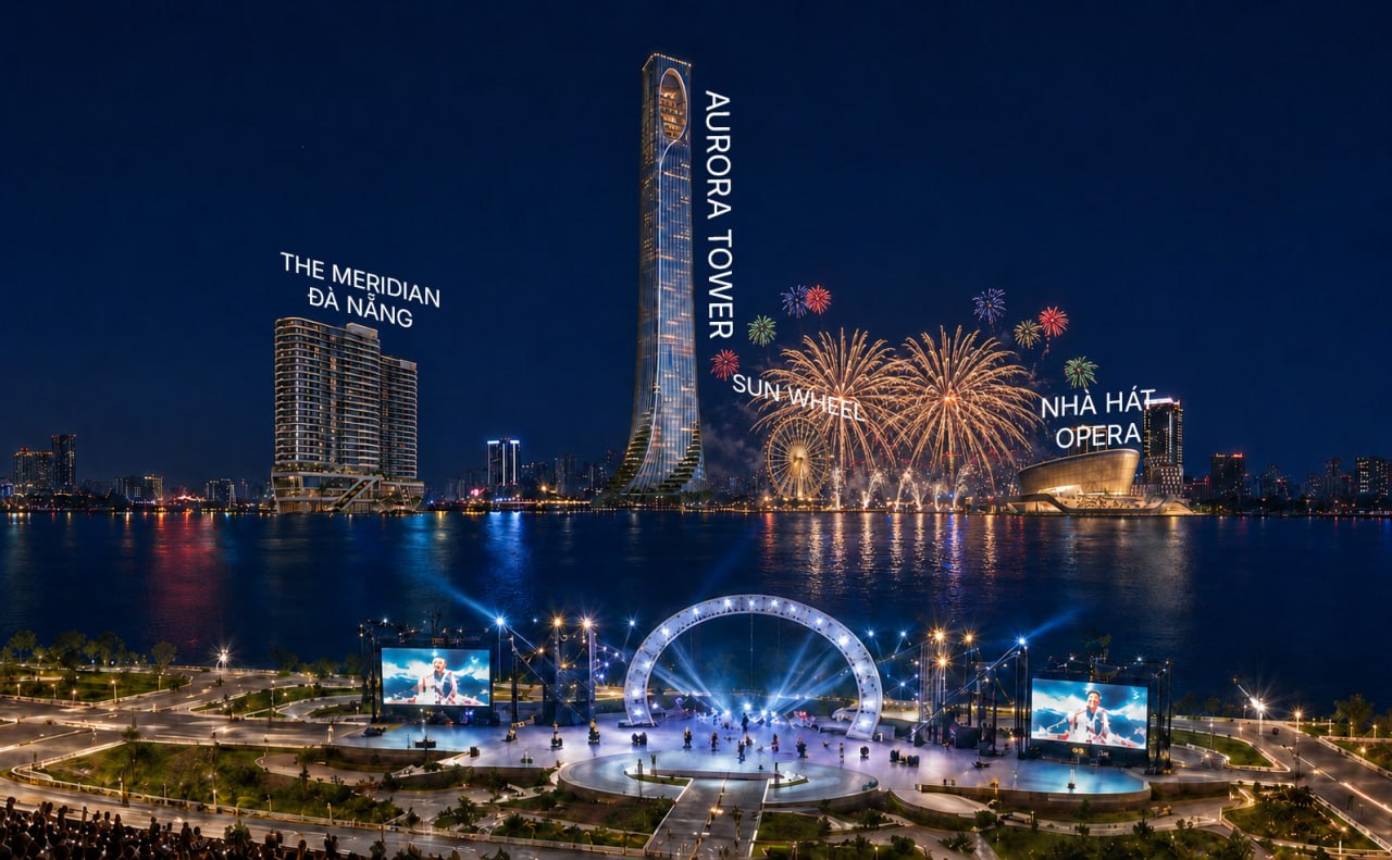Tầm view từ khán đài pháo hoa của Sun Galaxy Complex
